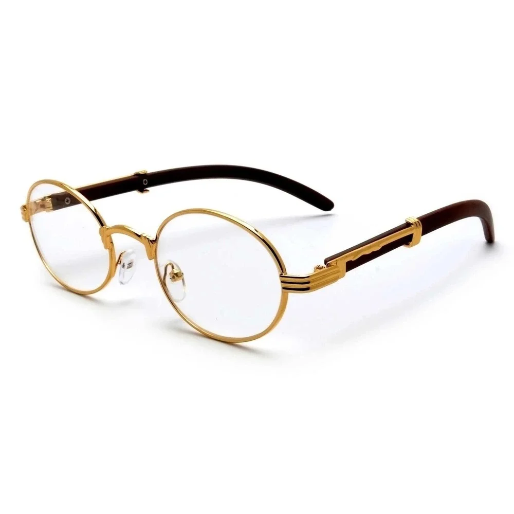 Retro Oval‎ 90s Metal Sunglasses Men Gold Clear Glasses 2025 Trendy Chic Narrow